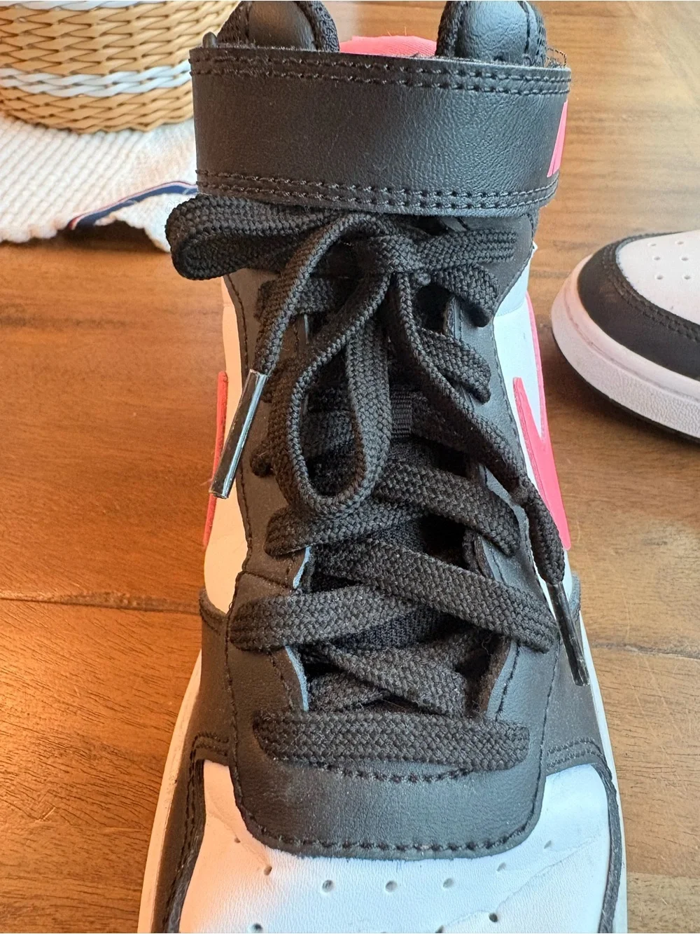 Nike Court Borough Mid 2 Sneakers in Black, White & Hot Pink